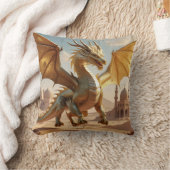 エンチャントデザートドラゴン – ファンタジー装飾用クッション クッション (ブランケット)
