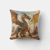 エンチャントデザートドラゴン – ファンタジー装飾用クッション クッション (正面)