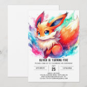 エンチャントデジタルキツネ誕生日 招待状 (正面/裏面)