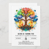 エンチャントデジタルツリー誕生日 招待状 (正面/裏面)