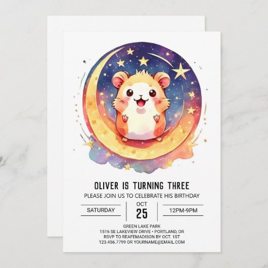 エンチャントデジタルハムスター誕生日 招待状 (正面/裏面)