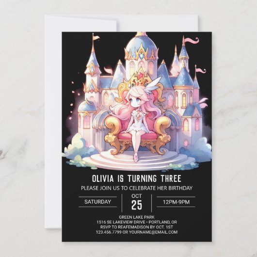 エンチャントデジタルプリンセス誕生日 招待状 (正面)