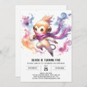 エンチャントデジタルモンキー誕生日 招待状 (正面/裏面)