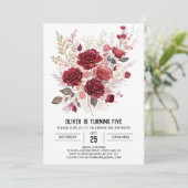 エンチャントドエレガントブルゴーニュフローラ誕生日 招待状 (スタンド正面)