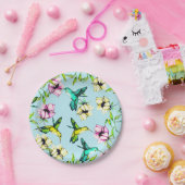 エンチャントドガーデンウォーターカラーハチドリ&フラワーズ ペーパープレート (パーティー)