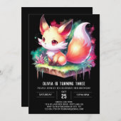 エンチャントドリーミーキツネ誕生日デジタル 招待状 (正面/裏面)