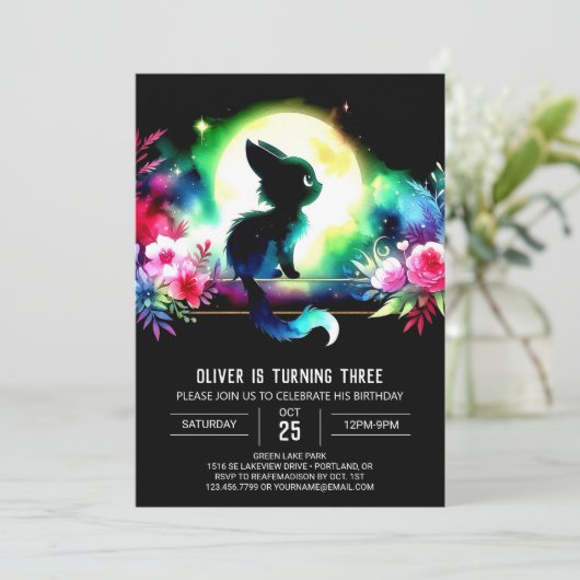 エンチャントドリーミーキャット誕生日 招待状 (スタンド正面)