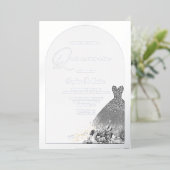 エンチャントドレスフローラキンセアニェラシルバー 箔招待状 (立ち正面)