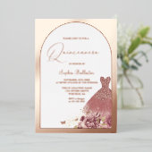 エンチャントドレス赤面フローラキンセアニェラバラ金ゴールド 箔招待状 (立ち正面)