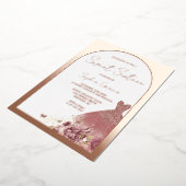 エンチャントドレス赤面フローラスウィート16バラ金ゴールド 箔招待状 (回転した状態)