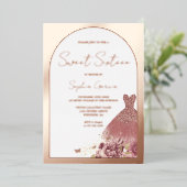 エンチャントドレス赤面フローラスウィート16バラ金ゴールド 箔招待状 (立ち正面)