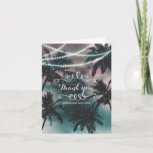 エンチャントナイトスカイ夕べビーチライツ結婚ズ サンキューカード (正面)
