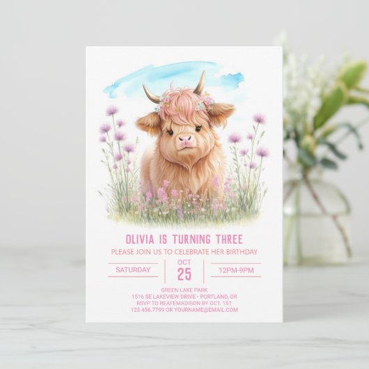 エンチャントハイランドカウガール誕生日招待状 招待状 (スタンド正面)