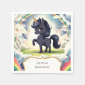 エンチャントハッピーブラックユニコーン誕生日 スタンダードカクテルナプキン (正面)