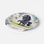 エンチャントハッピーブラックユニコーン誕生日 ペーパープレート (アングル)