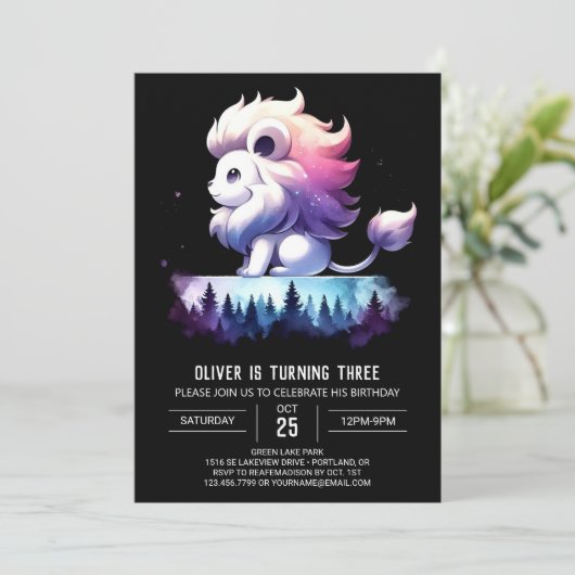 エンチャントハッピーライオン誕生日 招待状 (スタンド正面)