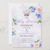 エンチャントバタフライクラウンフェアリープリンセス誕生日 招待状 (正面)