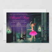 エンチャントバレリーナ&キャットバレエダンス誕生日 招待状 (正面)