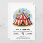 エンチャントパステルカーニバルサーカス誕生日 招待状 (正面/裏面)