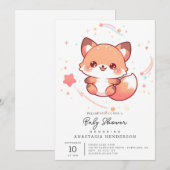 エンチャントパステルキツネベビーシャワー 招待状 (正面/裏面)