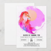 エンチャントパステルライオン誕生日 招待状 (正面/裏面)