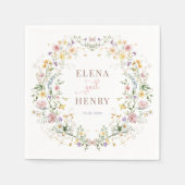 エンチャントパステルワイルドフラワーガーデン結婚リース スタンダードカクテルナプキン (正面)