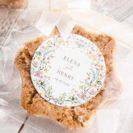 エンチャントパステルワイルドフラワー庭園の結婚式の恩恵 ラウンドシール