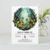 エンチャントパステル自然ウッドランド誕生日 招待状 (スタンド正面)