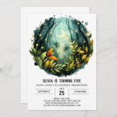 エンチャントパステル自然ウッドランド誕生日 招待状 (正面/裏面)