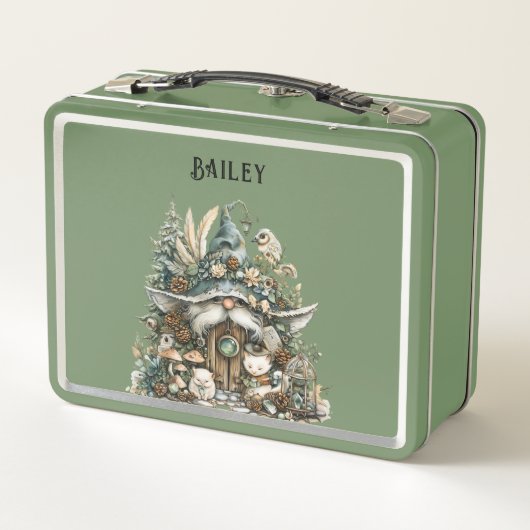 エンチャントパーソナライズされたドフォレスト格言グリーン メタルランチボックス (裏面)