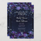 エンチャントパープルファンタジーバラブライダルシャワー 招待状 (正面/裏面)