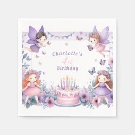エンチャントパープルフェアリー園 – 誕生日 スタンダードカクテルナプキン