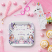 エンチャントパープルフェアリー園 – 誕生日 ペーパープレート (パーティー)