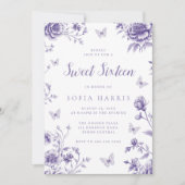 エンチャントパープルフローラスウィート16パーティー 招待状 (正面)