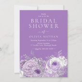エンチャントパープルラベンダーフローラブライダルシャワー 招待状 (正面)
