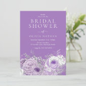 エンチャントパープルラベンダーフローラブライダルシャワー 招待状 (スタンド正面)