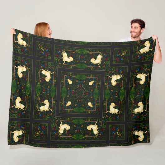 エンチャントビクトリアンユニコーンガーデンキルト フリースブランケット (インサイチュ)