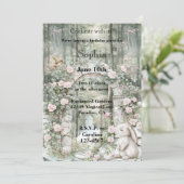 エンチャントピンクフローラガーデンバニー誕生日 招待状 (スタンド正面)