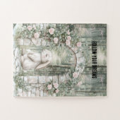 エンチャントピンクフローラガーデンバニー ジグソーパズル (横)