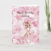 エンチャントピンクフローラスイートディアー誕生日 カード (正面)