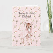 エンチャントピンクローズフローラスイートディアー誕生日 カード (正面)