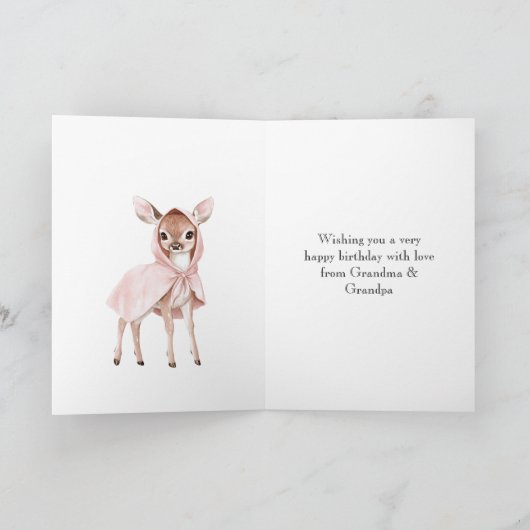 エンチャントピンクローズフローラスイートディアー誕生日 カード (内部)