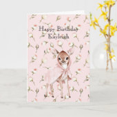 エンチャントピンクローズフローラスイートディアー誕生日 カード (黄色い花)