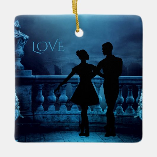 エンチャントファンタジーバレリーナダンスカップル セラミックオーナメント (正面)