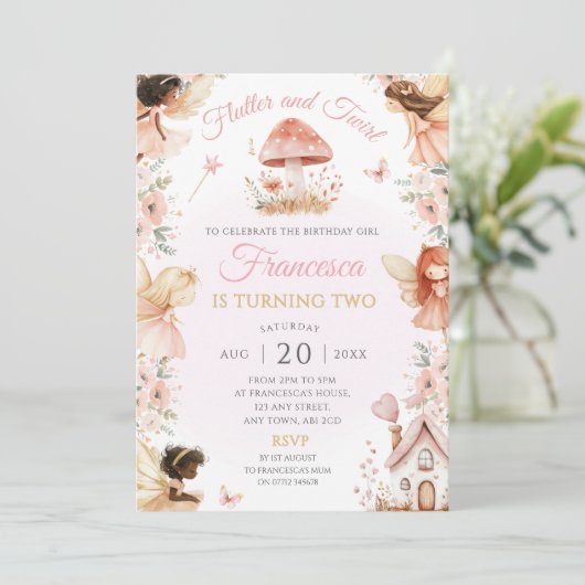 エンチャントフェアリーガーデンバースデーパーティー招待状魔法 招待状 (スタンド正面)