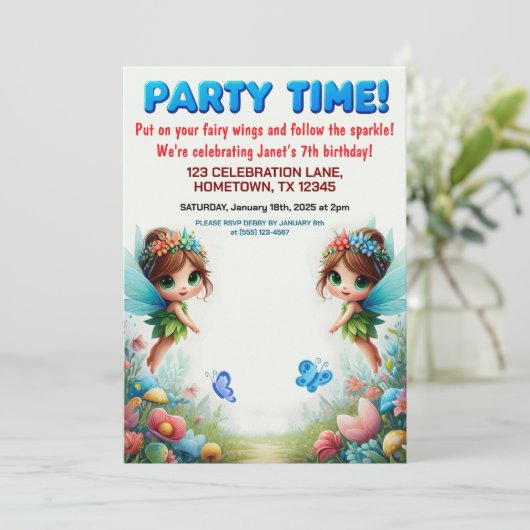 エンチャントフェアリーガーデンバースデーパーティ招待状 招待状 (スタンド正面)