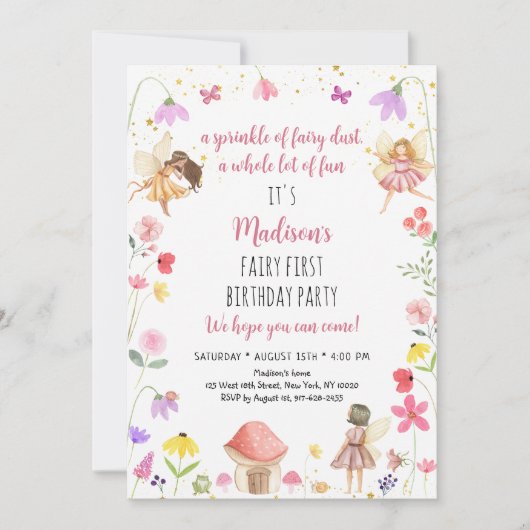 エンチャントフェアリーガーデンファースト誕生日 招待状 (正面)