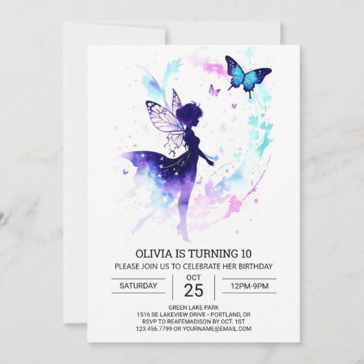 エンチャントフェアリーガーデン誕生祝い 招待状 (正面)