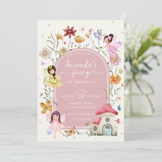 エンチャントフェアリーガーリーガーデンフローラ1st誕生日 招待状 (スタンド正面)