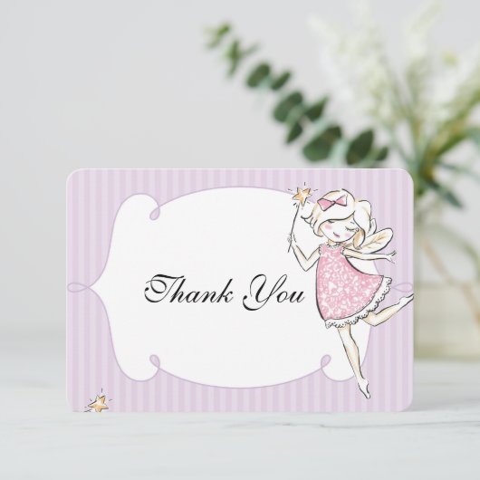 エンチャントフェアリープリンセスバースデーパーティーラベル サンキューカード (スタンド正面)